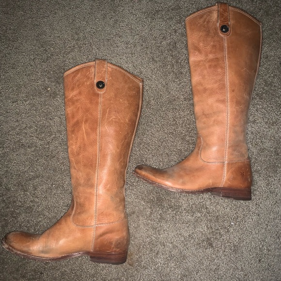 Frye Womens Melissa Button 2 Cognac Leather Boots 5/12 - Picture 4 of 11